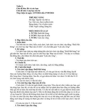 Giáo án Mầm non Lớp Chồi - Chủ đề lớn: Bé và các bạn - Chủ đề nhỏ: Lớp học của bé - Năm học 2024-2025 - Lý Thị Hoa