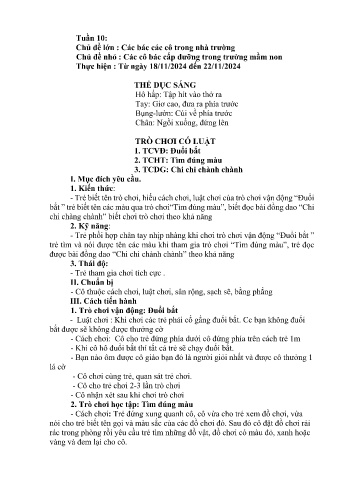 Giáo án Mầm non Lớp Chồi - Chủ đề lớn: Các bác các cô trong nhà trường - Chủ đề nhỏ: Các cô bác cấp dưỡng trong trường mầm non - Năm học 2024-2025 - Lý Thị Hoa