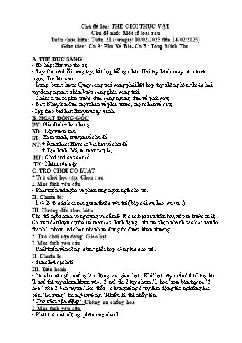 Giáo án Mầm non Lớp Chồi - Chủ đề lớn: Thế giới thực vật - Chủ đề nhỏ: Một số loại rau - Năm học 2024-2025 - Phu Xế Bia