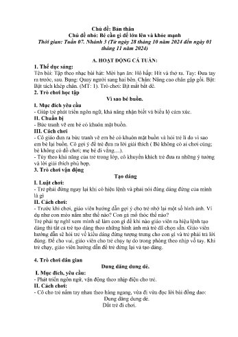 Giáo án Mầm non Lớp Chồi - Chủ điểm lớn: Bản thân - Chủ điểm nhỏ: Bé cần gì để lớn lên và khỏe mạnh - Năm học 2024-2025 - Thào Thị Dung
