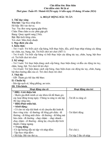 Giáo án Mầm non Lớp Chồi - Chủ điểm lớn: Bản thân - Chủ điểm nhỏ: Bé là ai - Năm học 2024-2025 - Thào Thị Dung