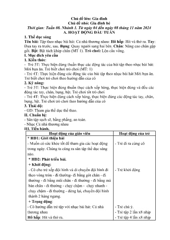 Giáo án Mầm non Lớp Chồi - Chủ điểm lớn: Gia đình - Chủ điểm nhỏ: Gia đình bé - Năm học 2024-2025 - Hoàng Thị Thùy Dung