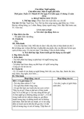 Giáo án Mầm non Lớp Chồi - Chủ điểm lớn: Nghề nghiệp - Chủ điểm nhỏ: Một số nghề phổ biến - Năm học 2024-2025 - Lương Thị Dung