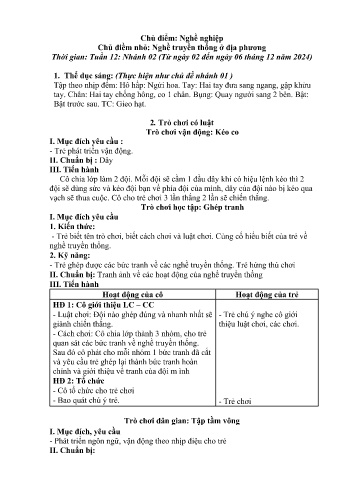 Giáo án Mầm non Lớp Chồi - Chủ điểm lớn: Nghề nghiệp - Chủ điểm nhỏ: Nghề truyền thống ở địa phương - Năm học 2024-2025 - Lương Thị Hậu