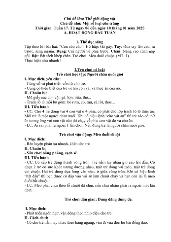 Giáo án Mầm non Lớp Chồi - Chủ điểm lớn: Thế giới động vật - Chủ điểm nhỏ: Một số loại côn trùng - Năm học 2024-2025 - Hoàng Thị Xuyến