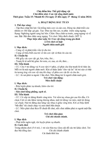 Giáo án Mầm non Lớp Chồi - Chủ điểm lớn: Thế giới động vật - Chủ điểm nhỏ: Con vật sống dưới nước - Năm học 2024-2025 - Thào Thị Dung
