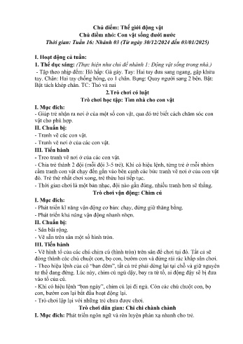 Giáo án Mầm non Lớp Chồi - Chủ điểm lớn: Thế giới động vật - Chủ điểm nhỏ: Con vật sống dưới nước - Năm học 2024-2025 - Lương Thị Hậu