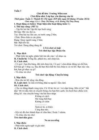 Giáo án Mầm non Lớp Chồi - Chủ điểm lớn: Trường Mầm non - Chủ điểm nhỏ: Lớp học yêu thương của bé - Năm học 2024-2025 - Thào Thị Dung