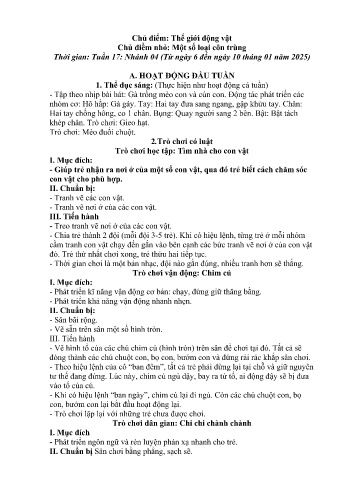 Giáo án Mầm non Lớp Chồi - Chủ điểm: Thế giới động vật - Chủ đề nhỏ: Một số loại côn trùng - Năm học 2024-2025 - Lương Thị Dung