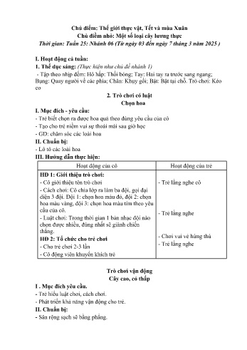 Giáo án Mầm non Lớp Chồi - Chủ điểm: Thế giới thực vật, Tết và mùa Xuân - Chủ đề nhỏ: Một số loại cây lương thực - Năm học 2024-2025 - Lương Thị Hậu