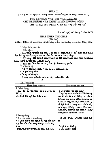 Giáo án Mầm non Lớp Lá - Chủ đề: Thực vật, Tết và mùa xuân - Chủ đề nhánh: Cây xanh và môi trường sống - Năm học 2024-2025 - Nguyễn Khánh Lân