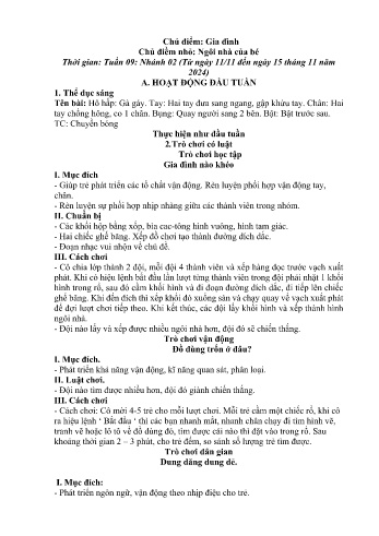Giáo án Mầm non Lớp Lá - Chủ điểm lớn: Gia đình - Chủ điểm nhỏ: Ngôi nhà của bé - Năm học 2024-2025 - Lương Thị Dung