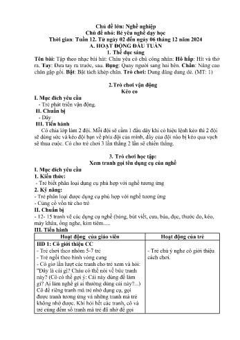 Giáo án Mầm non Lớp Lá - Chủ điểm lớn: Nghề nghiệp - Chủ điểm nhỏ: Bé yêu nghề dạy học - Năm học 2024-2025 - Hoàng Thị Xuyến