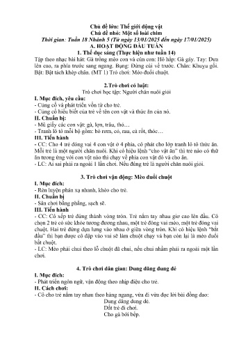 Giáo án Mầm non Lớp Lá - Chủ điểm lớn: Thế giới động vật - Chủ điểm nhỏ: Một số loại chim - Năm học 2024-2025 - Hoàng Thị Xuyến