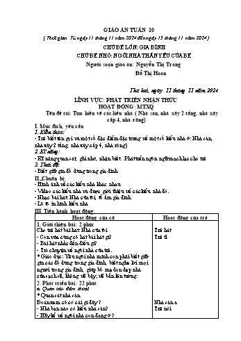 Giáo án Mầm non Lớp Lá - Tuần 10 - Năm học 2024-2025 - Nguyễn Thị Trang