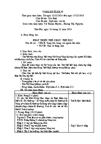 Giáo án Mầm non Lớp Lá - Tuần 10 - Năm học 2024-2025 - Vũ Thanh Huyền