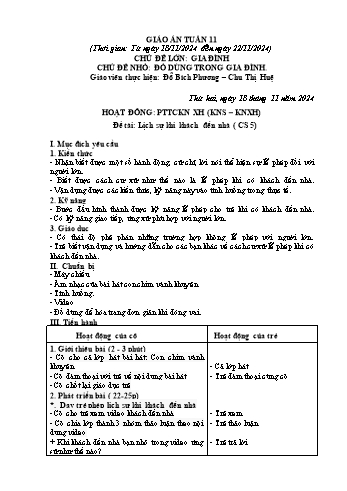 Giáo án Mầm non Lớp Lá - Tuần 11 - Năm học 2024-2025 - Đỗ Bích Phương