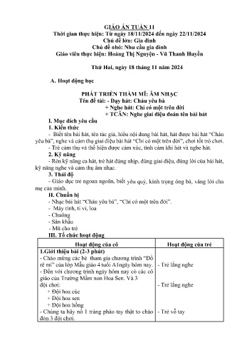 Giáo án Mầm non Lớp Lá - Tuần 11 - Năm học 2024-2025 - Hoàng Thị Nguyện