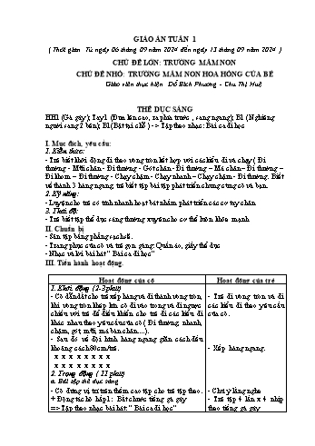 Giáo án Mầm non Lớp Lá - Tuần 12 - Năm học 2024-2025 - Đỗ Bích Phương