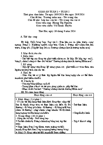 Giáo án Mầm non Lớp Lá - Tuần 1+2 - Năm học 2024-2025 - Hoàng Thị Nguyện