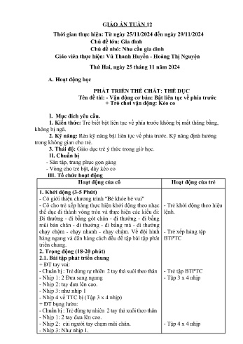 Giáo án Mầm non Lớp Lá - Tuần 12 - Năm học 2024-2025 - Vũ Thanh Huyền