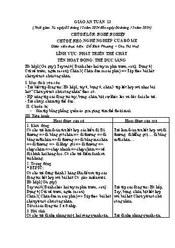 Giáo án Mầm non Lớp Lá - Tuần 13 - Năm học 2024-2025 - Đỗ Bích Phương