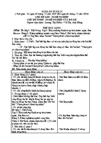 Giáo án Mầm non Lớp Lá - Tuần 13 - Năm học 2024-2025 - Lương Thị Diễm