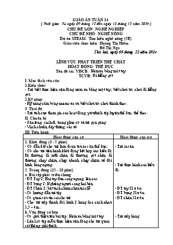 Giáo án Mầm non Lớp Lá - Tuần 14 - Năm học 2024-2025 - Hoàng Thị Hiêm