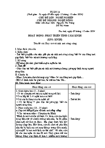 Giáo án Mầm non Lớp Lá - Tuần 14 - Năm học 2024-2025 - Nguyễn Thị Trang