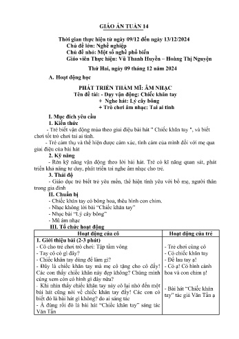 Giáo án Mầm non Lớp Lá - Tuần 14 - Năm học 2024-2025 - Vũ Thanh Huyền