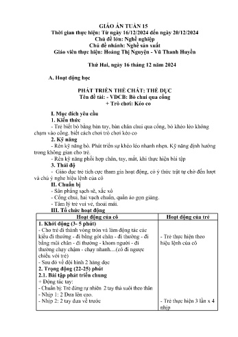 Giáo án Mầm non Lớp Lá - Tuần 15 - Năm học 2024-2025 - Hoàng Thị Nguyện