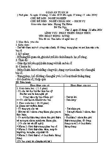 Giáo án Mầm non Lớp Lá - Tuần 16 - Năm học 2024-2025 - Đỗ Thị Hoan