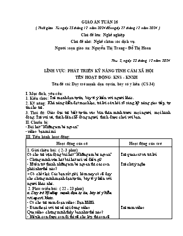 Giáo án Mầm non Lớp Lá - Tuần 16 - Năm học 2024-2025 - Nguyễn Thị Trang