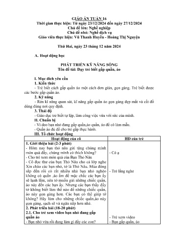 Giáo án Mầm non Lớp Lá - Tuần 16 - Năm học 2024-2025 - Vũ Thanh Huyền