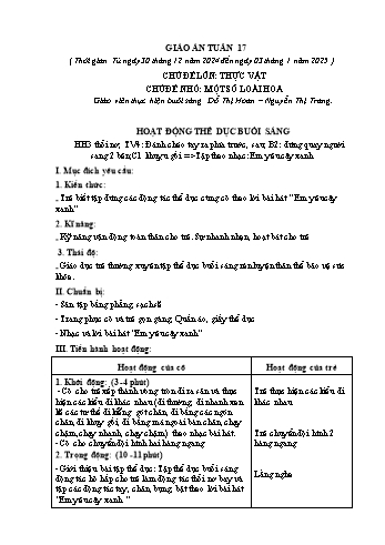 Giáo án Mầm non Lớp Lá - Tuần 17 - Năm học 2024-2025 - Đỗ Thị Hoan