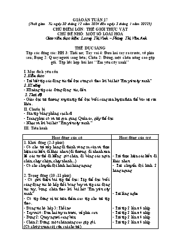 Giáo án Mầm non Lớp Lá - Tuần 17 - Năm học 2024-2025 - Lương Thị Vinh