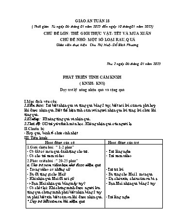 Giáo án Mầm non Lớp Lá - Tuần 18 - Năm học 2024-2025 - Chu Thị Huệ
