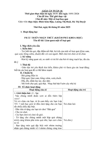 Giáo án Mầm non Lớp Lá - Tuần 18 - Năm học 2024-2025 - Đinh Kim Hậu