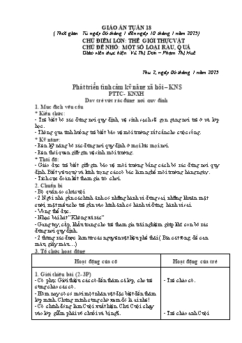 Giáo án Mầm non Lớp Lá - Tuần 18 - Năm học 2024-2025 - Vũ Thị Dơn