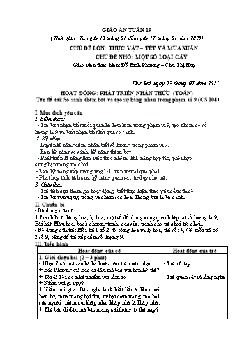 Giáo án Mầm non Lớp Lá - Tuần 19 - Năm học 2024-2025 - Đỗ Bích Phương