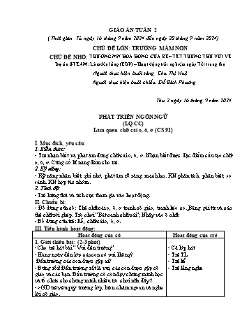 Giáo án Mầm non Lớp Lá - Tuần 2 - Năm học 2024-2025 - Chu Thị Huệ