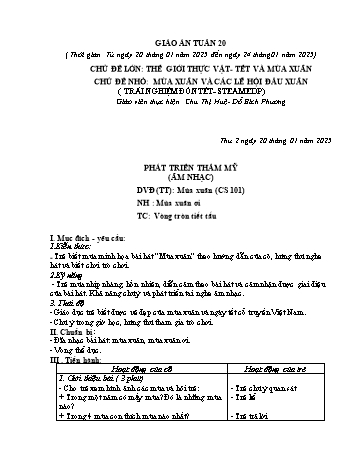 Giáo án Mầm non Lớp Lá - Tuần 20 - Năm học 2024-2025 - Chu Thị Huệ