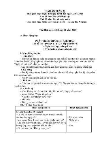 Giáo án Mầm non Lớp Lá - Tuần 20 - Năm học 2024-2025 - Vũ Thanh Huyền