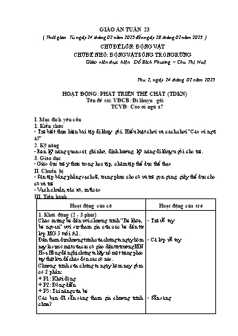 Giáo án Mầm non Lớp Lá - Tuần 23 - Năm học 2024-2025 - Đỗ Bích Phương