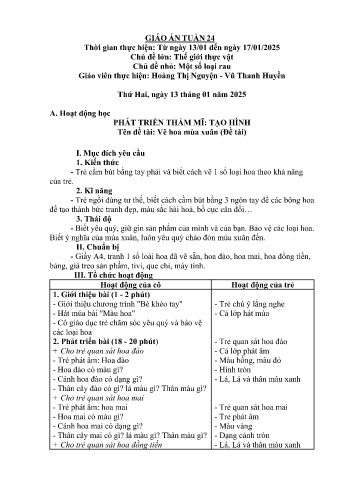 Giáo án Mầm non Lớp Lá - Tuần 24 - Năm học 2024-2025 - Hoàng Thị Nguyện