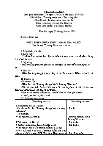 Giáo án Mầm non Lớp Lá - Tuần 3 - Năm học 2024-2025 - Hoàng Thị Nguyện