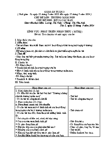 Giáo án Mầm non Lớp Lá - Tuần 3 - Năm học 2024-2025 - Lương Thị Vinh