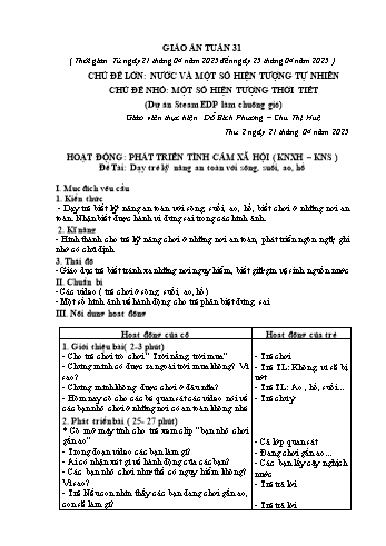 Giáo án Mầm non Lớp Lá - Tuần 31 - Năm học 2024-2025 - Đỗ Bích Phương