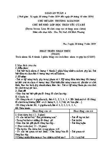 Giáo án Mầm non Lớp Lá - Tuần 4 - Năm học 2024-2025 - Chu Thị Huệ