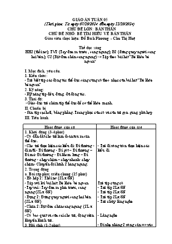 Giáo án Mầm non Lớp Lá - Tuần 5 - Năm học 2024-2025 - Đỗ Bích Phương